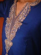 Kashmiri Yoke Kurta Set- Navy