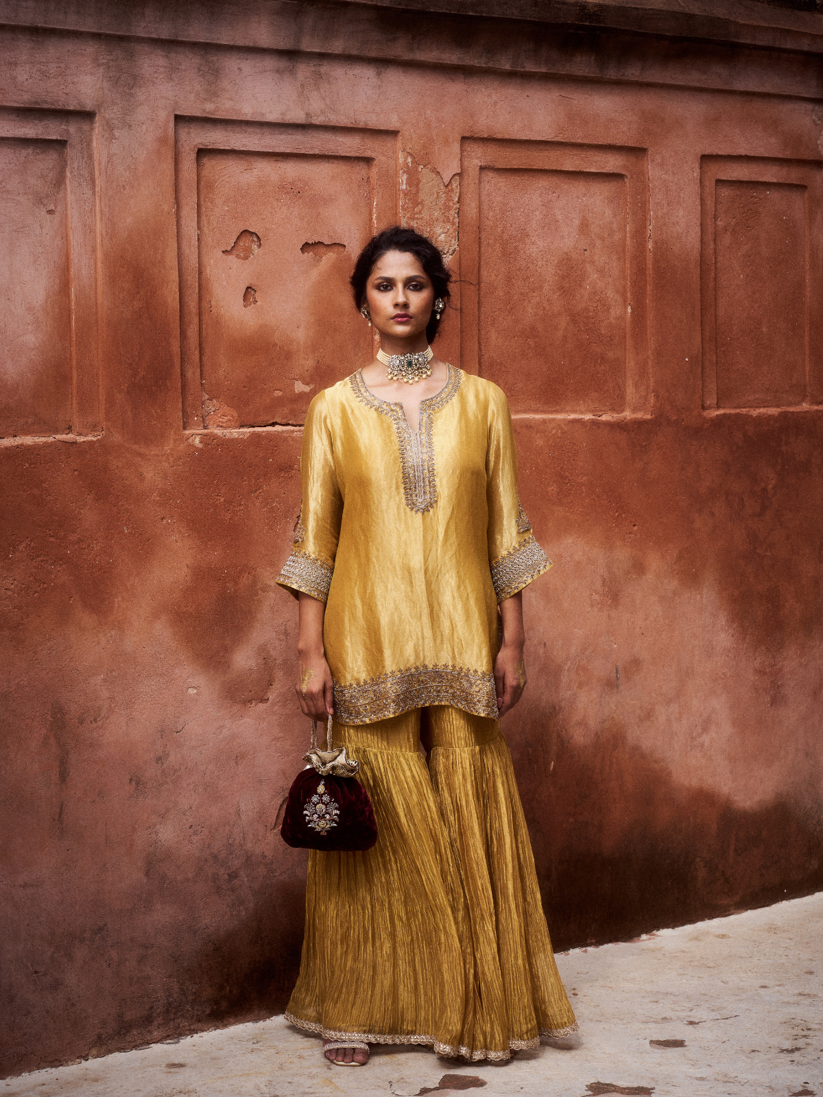 Pakeezah Sharara Set- Mustard