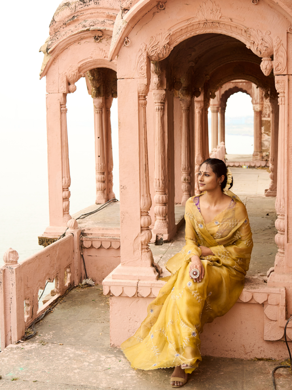 Meenakari Jaal Saree- Mustard