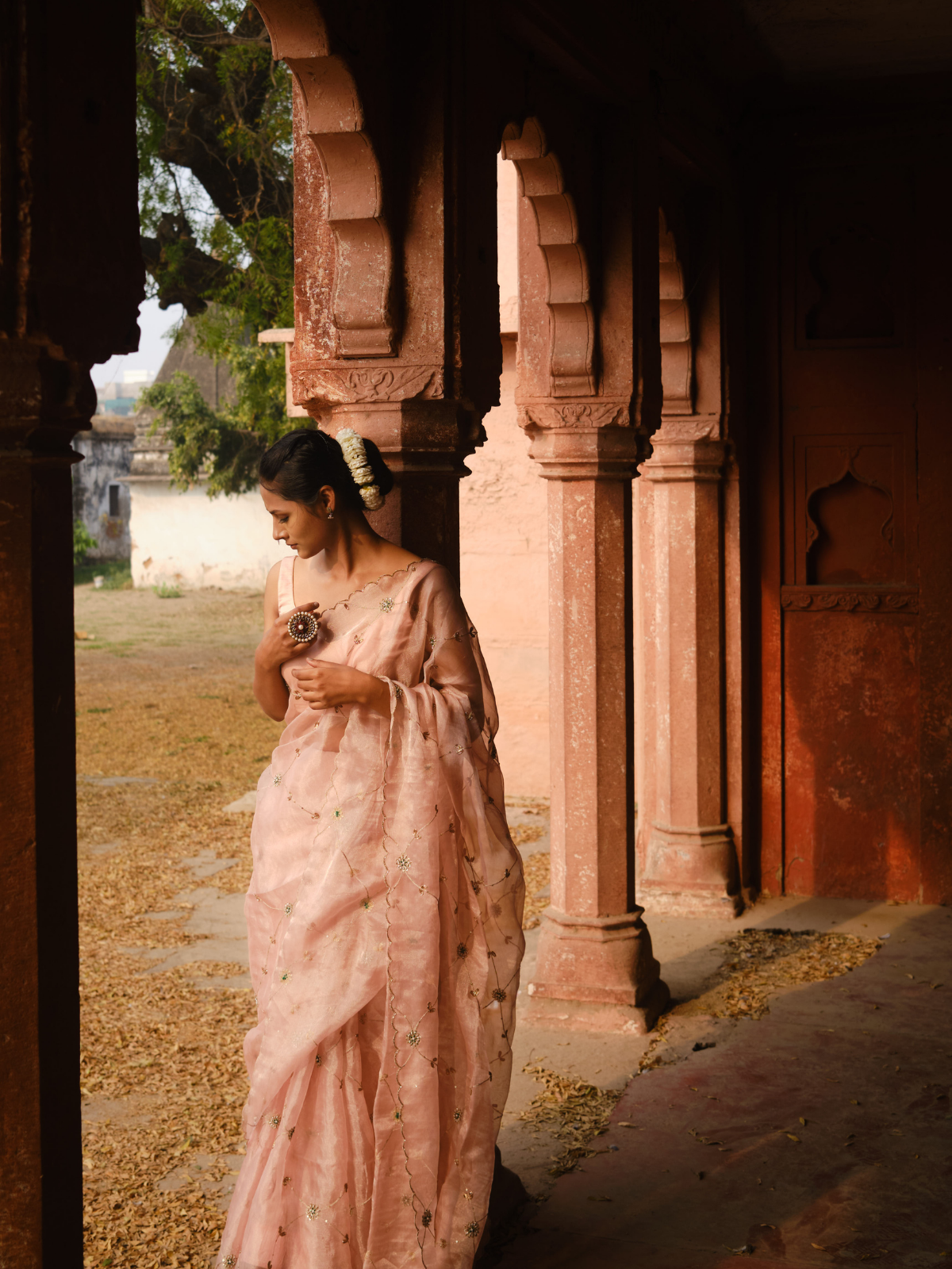 Meenakari Jaal Saree- Mauve