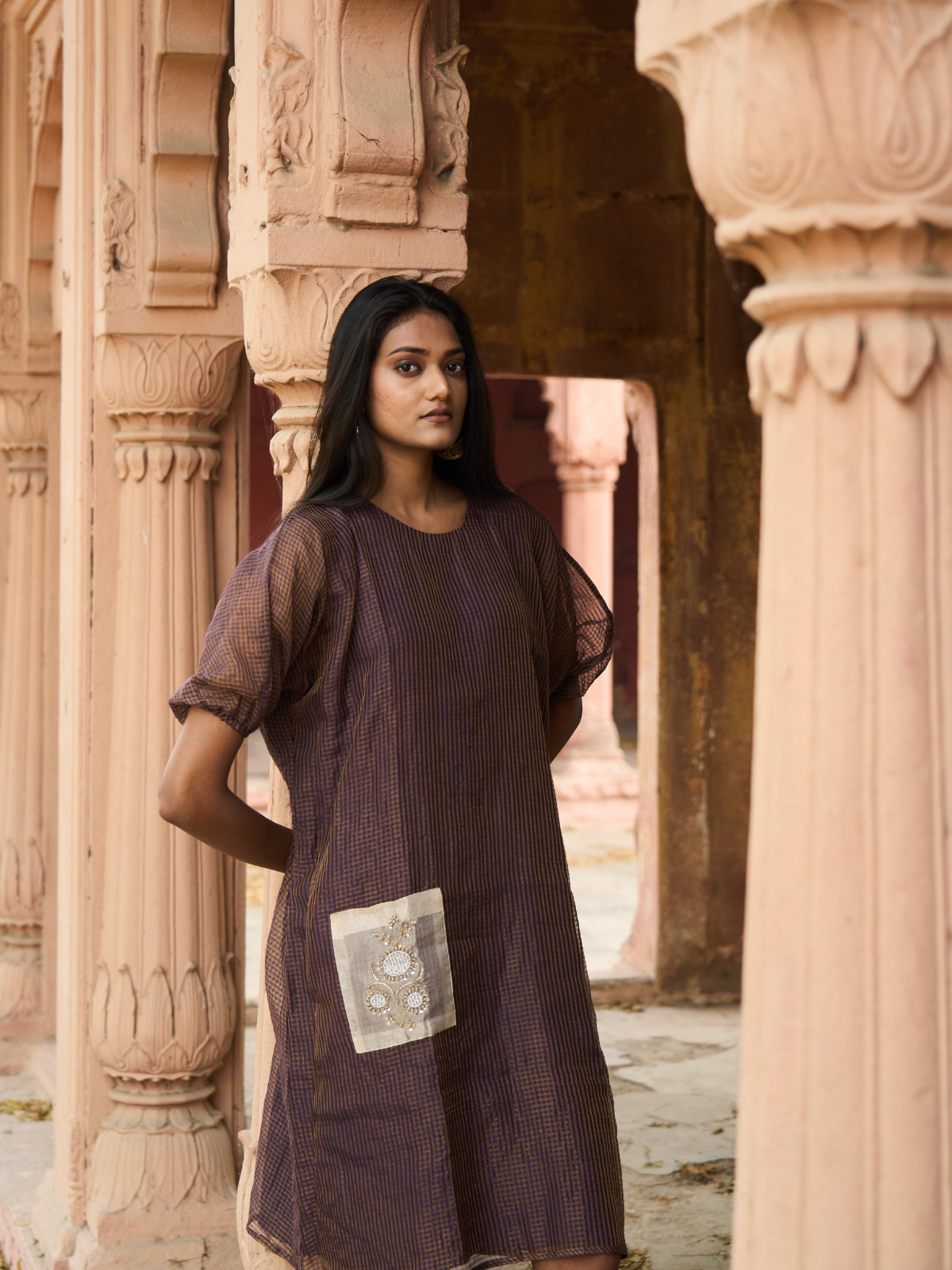 Pocket Dress- Brown