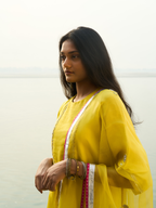 Lila Yoke Kurta Set- Mustard