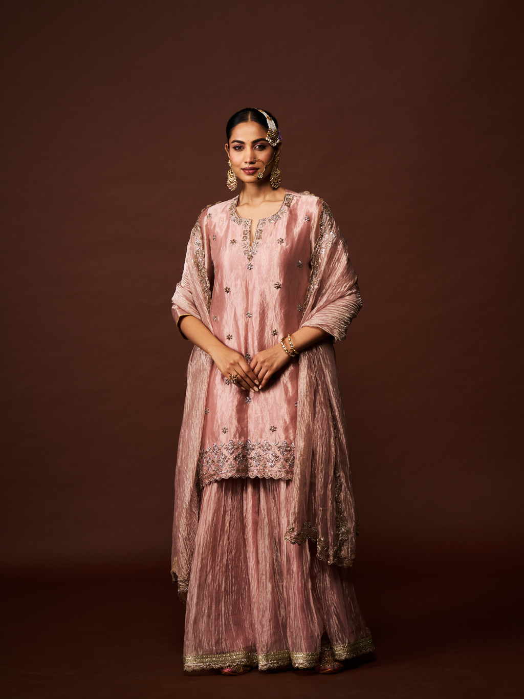 Noor Sharara Set- Rose