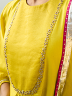 Lila Yoke Kurta Set- Mustard