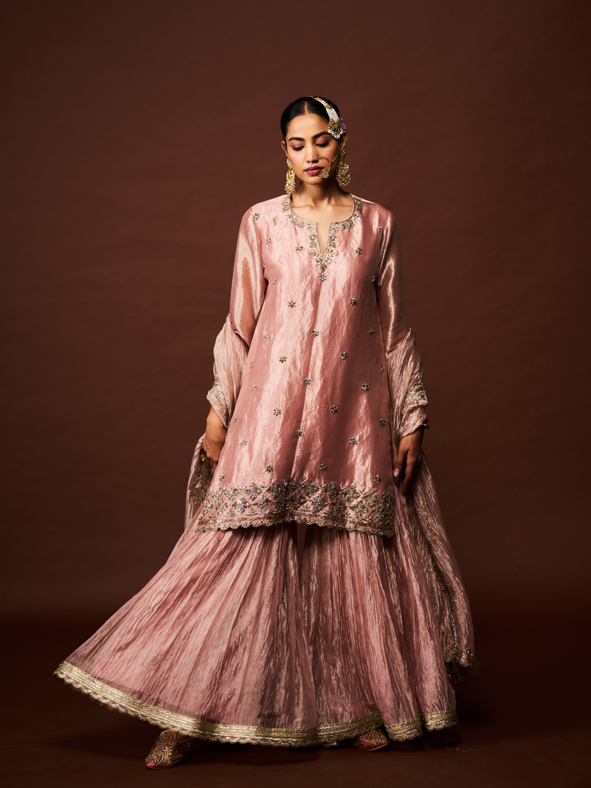 Noor Sharara Set- Rose