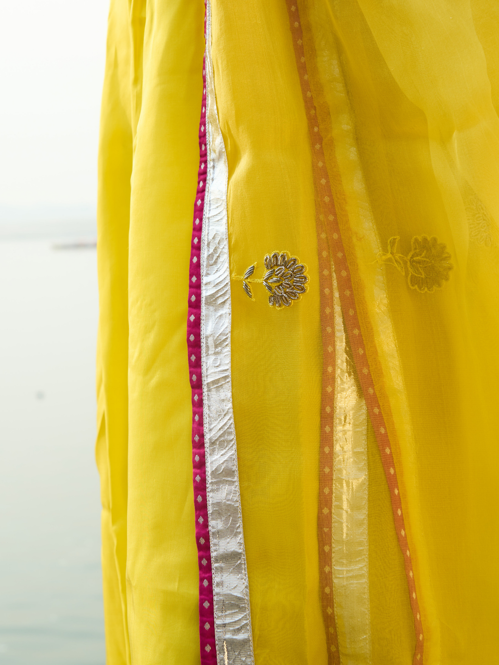 Lila Yoke Kurta Set- Mustard