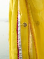 Lila Yoke Kurta Set- Mustard