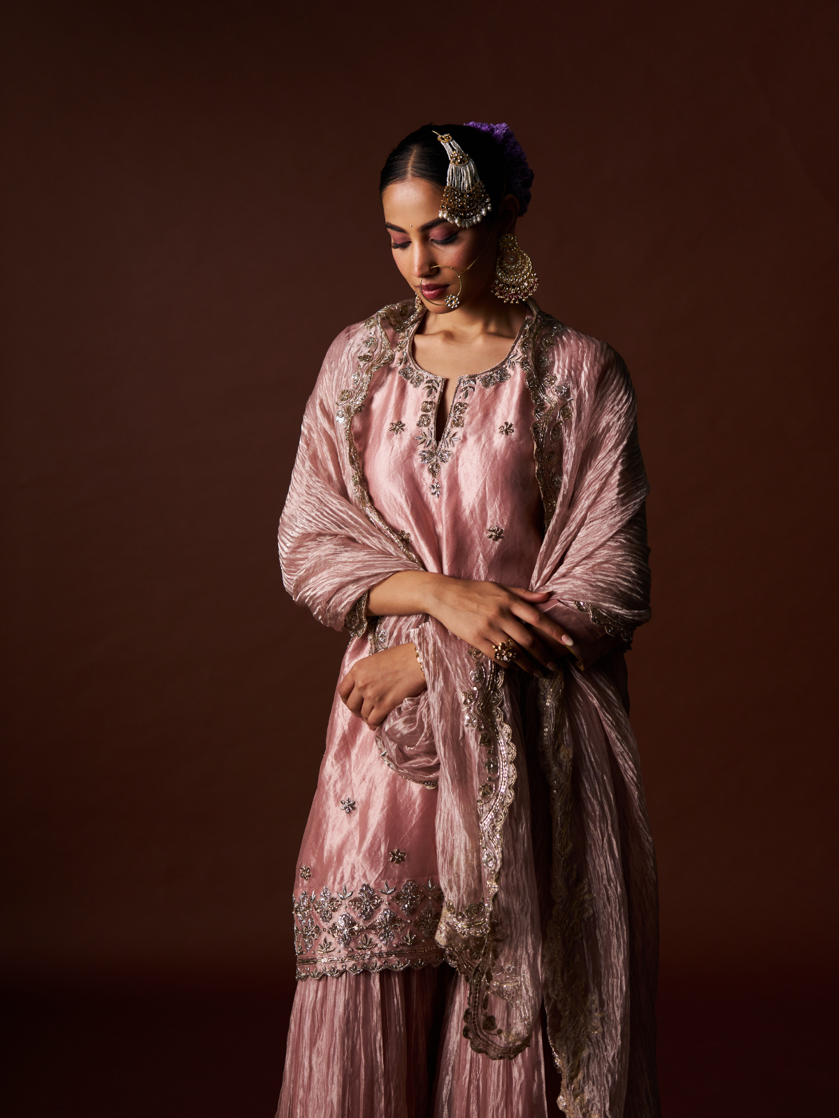 Noor Sharara Set- Rose