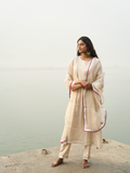 Lila Yoke Kurta Set- Ivory