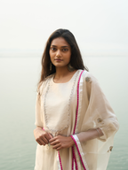 Lila Yoke Kurta Set- Ivory