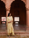 Lila Heavy Yoke Kurta Set- Lemon Yellow