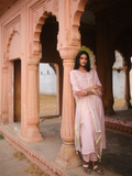 Lila Heavy Yoke Kurta Set- Powder Pink
