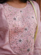 Lila Heavy Yoke Kurta Set- Powder Pink