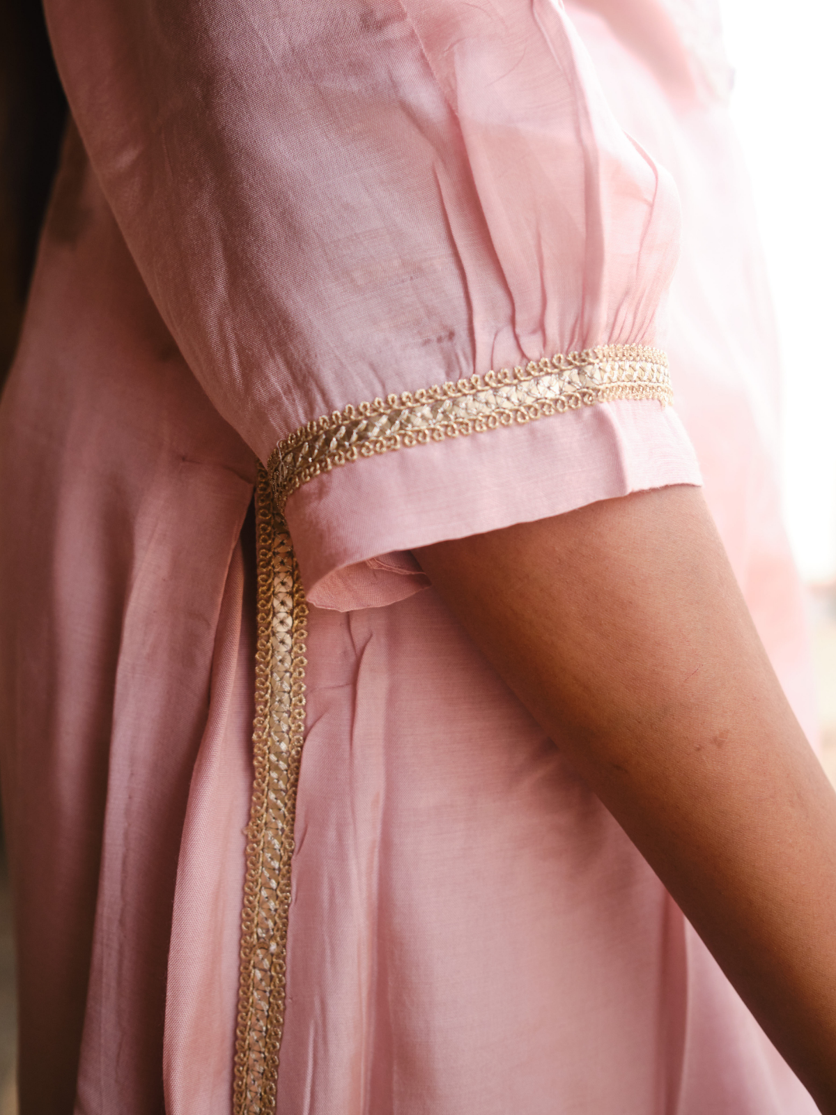 Lila Heavy Yoke Kurta Set- Powder Pink