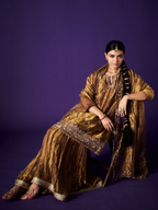 Noor Sharara Set- Gold