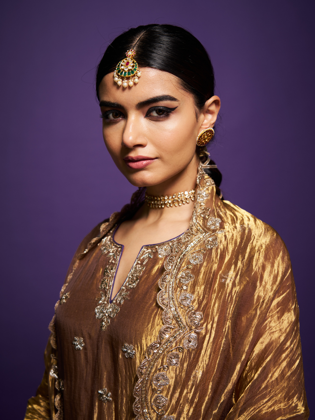 Noor Sharara Set- Gold