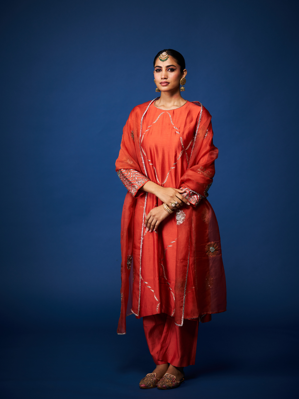 Chandni Kurta Set- Rust