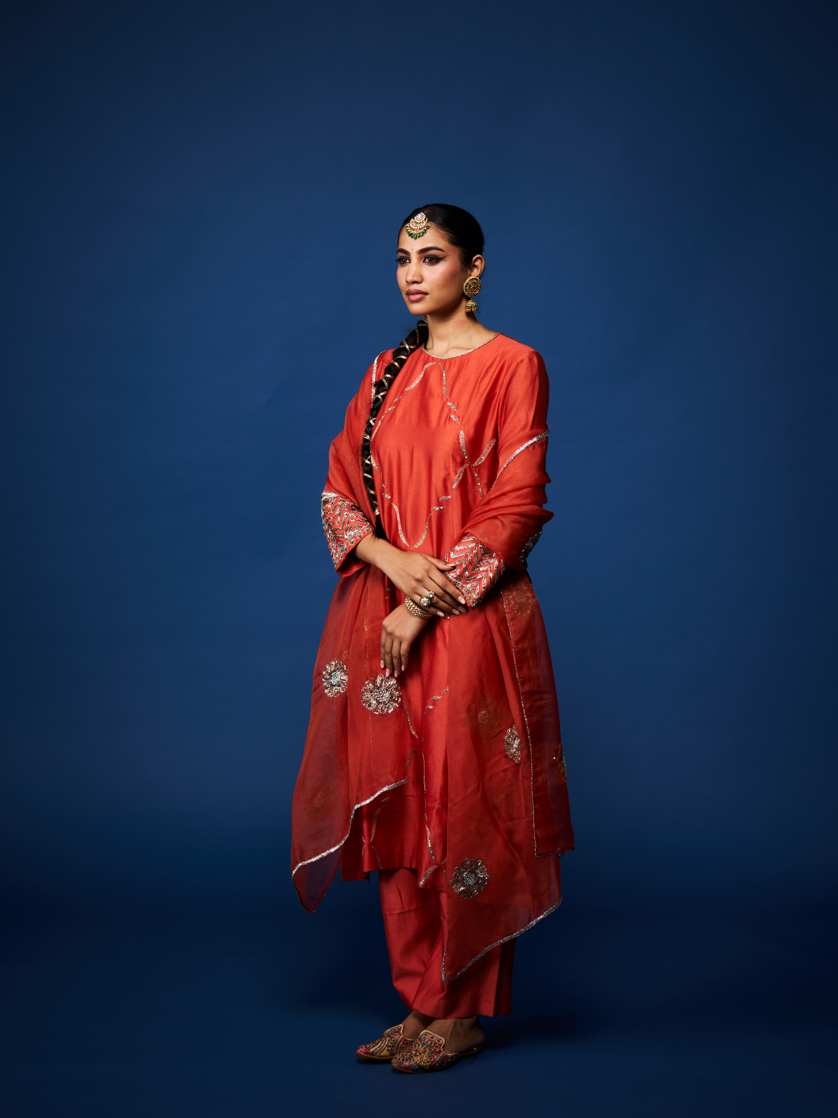 Chandni Kurta Set- Rust